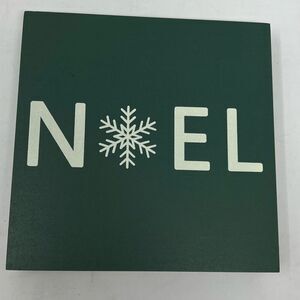 NOEL Green Wood Holiday Sign Tabletop Decor Snowflake NWT Christmas Shelf Tray